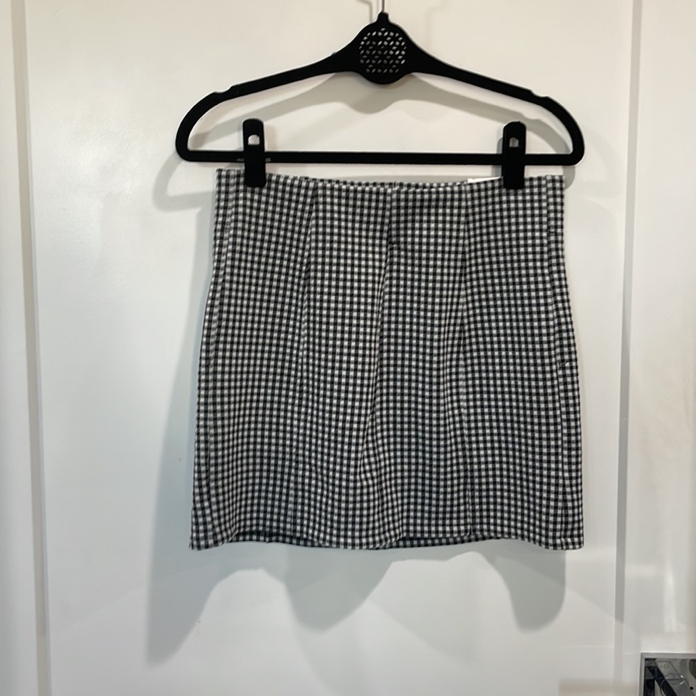 Knit Plaid Stretch Skirt